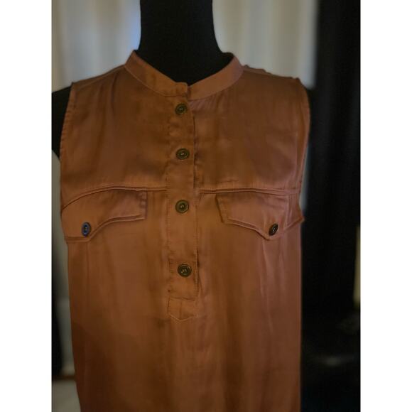 H&M Silky Copper Blouse Mandarin Collar Size 14 - Picture 3 of 5